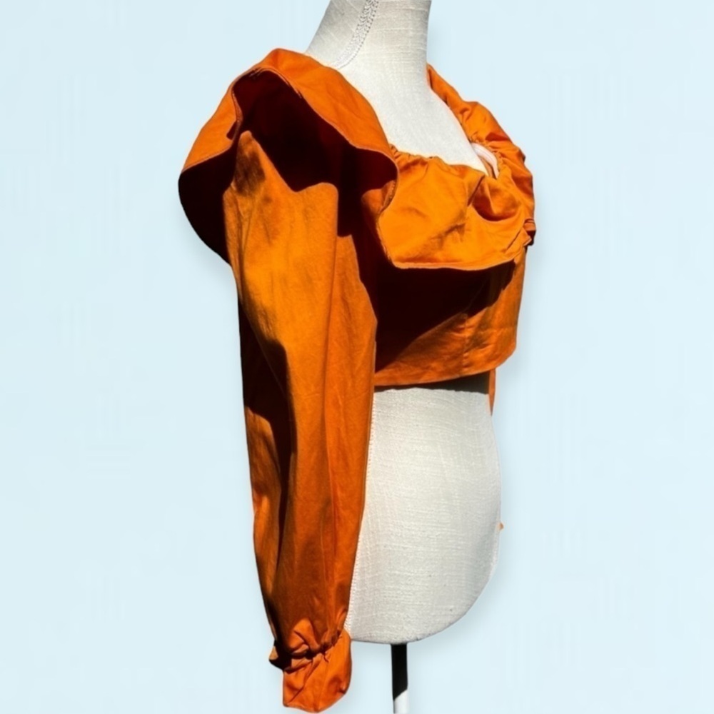 🌻Zerina Akers x Bar III Orange Ruffled Cropped Top Size XL - Picture 5 of 11